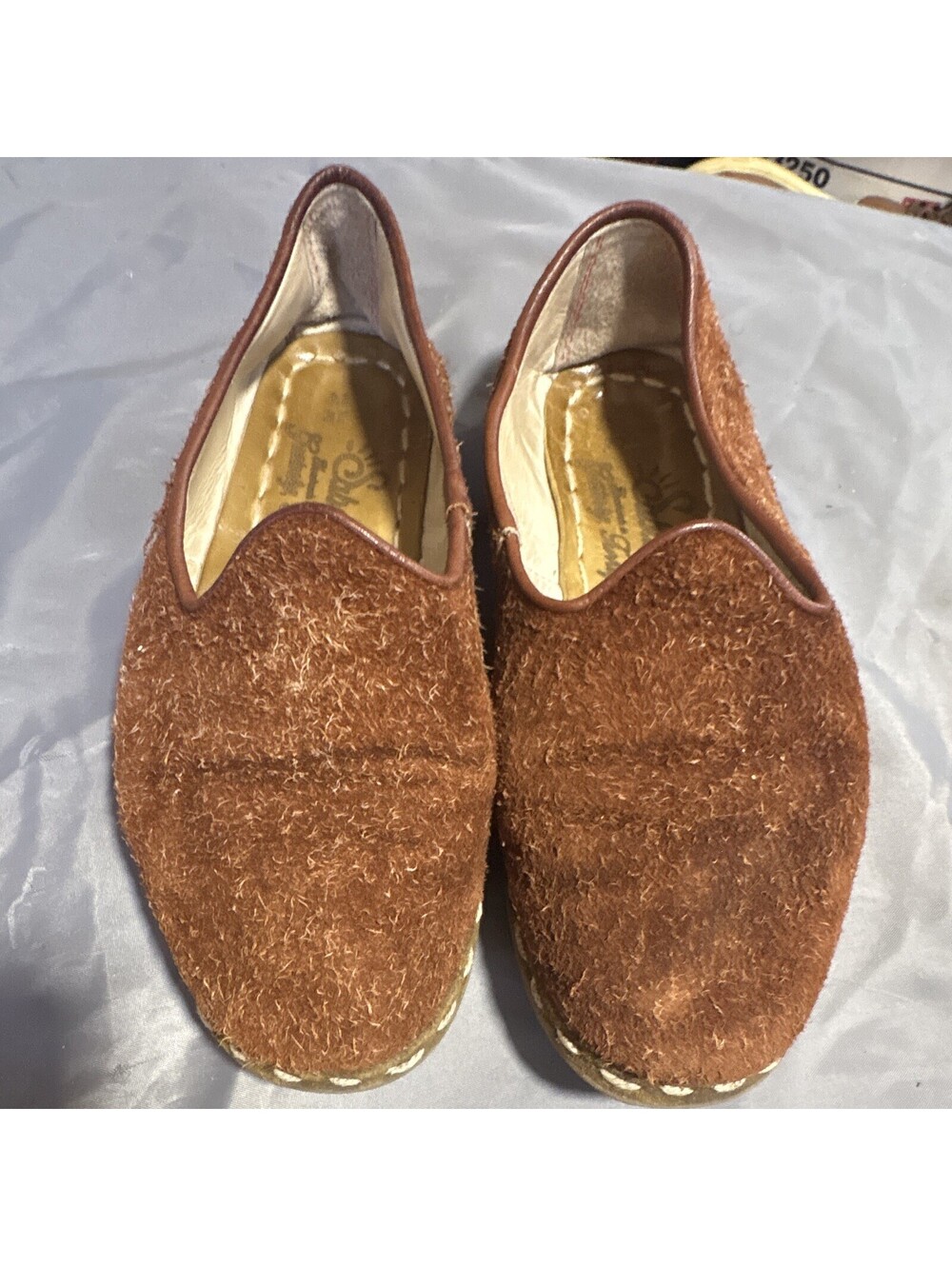Sabel Women's Brown Suede Fur Trim Slip-On Flat Closed Toe EU 37 AU 7